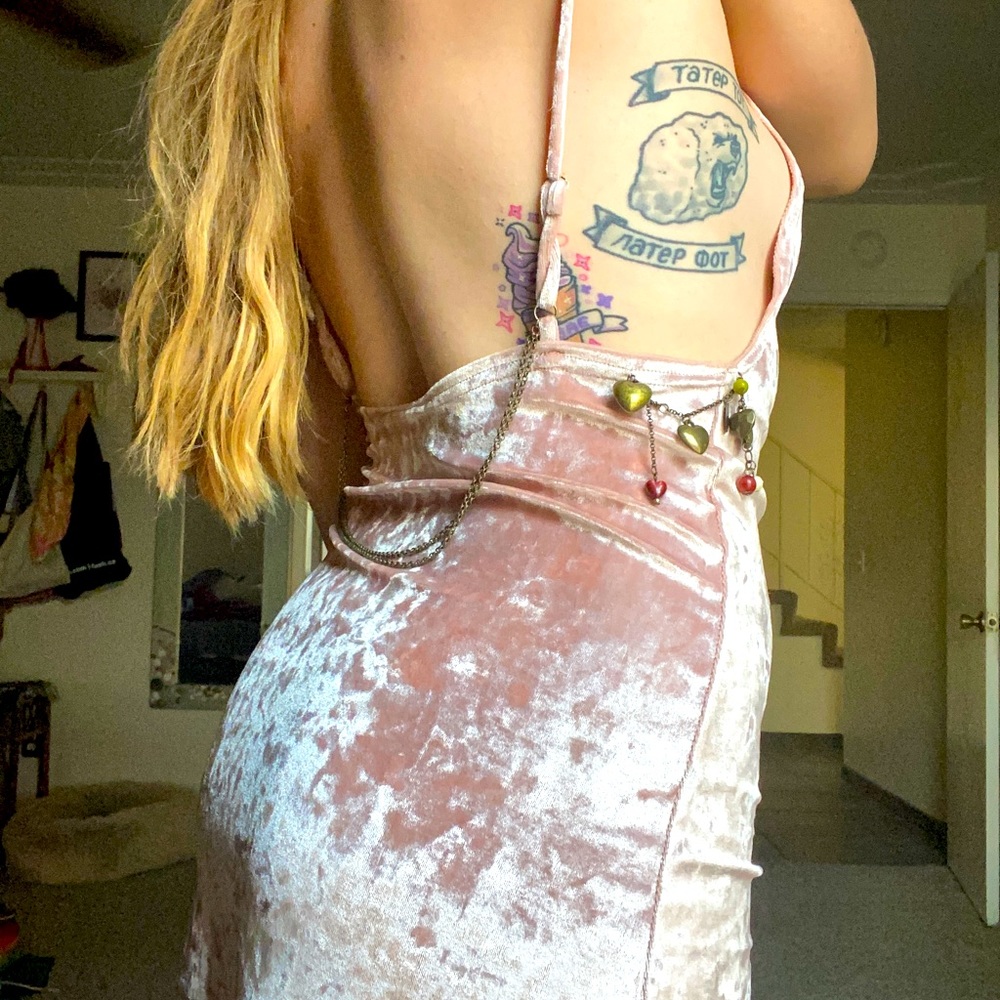 crushed velour slinky dress - Muted Pink and Customized